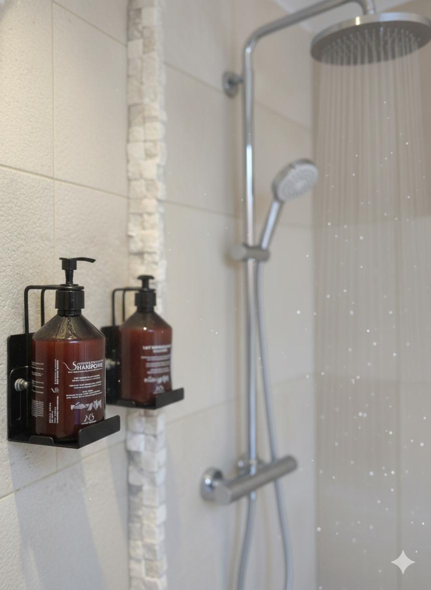 [New] Black wall-mounted pump bottle holder